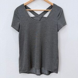 Lululemon Extra Mile Short Sleeve Heathered Black Dark Grey Size 6